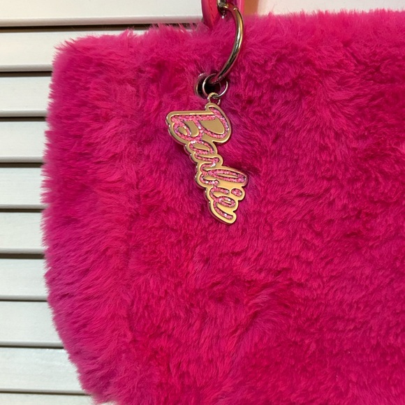 Barbie Mattel Y2K Purse Small Faux Fur Barbie Charm Snap Closure Purse - Picture 3 of 14